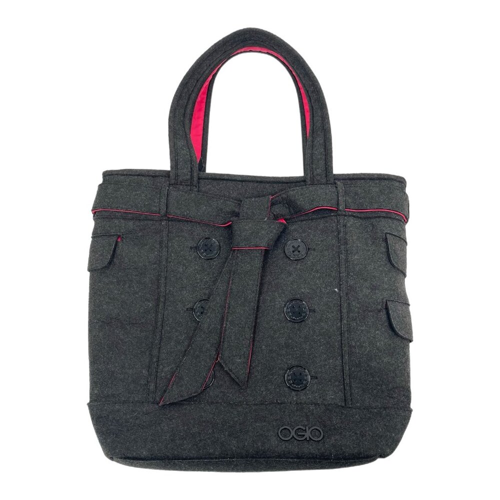 OGIO Gray Felt Tote Bag with Button Accents | Large Size